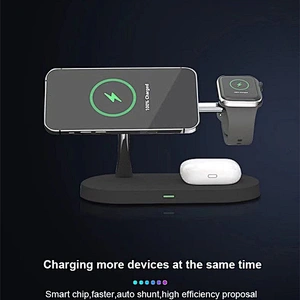 15W 3 in 1 Magnetic Wireless Charger Fast Charging Station with LED Lamp