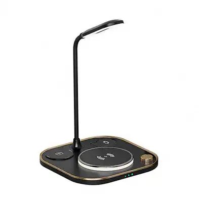 Hot Selling 2023 4 In 1 Qi  Led Desk Lamp With Table Light  Stand  Wireless Charger 15w super fast charge soft light
