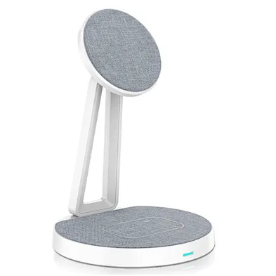 2-in-1 Desktop Magnetic Wireless Charging Station Dock For Fabric 15w Fast Wireless Charger Stand For mobile phone