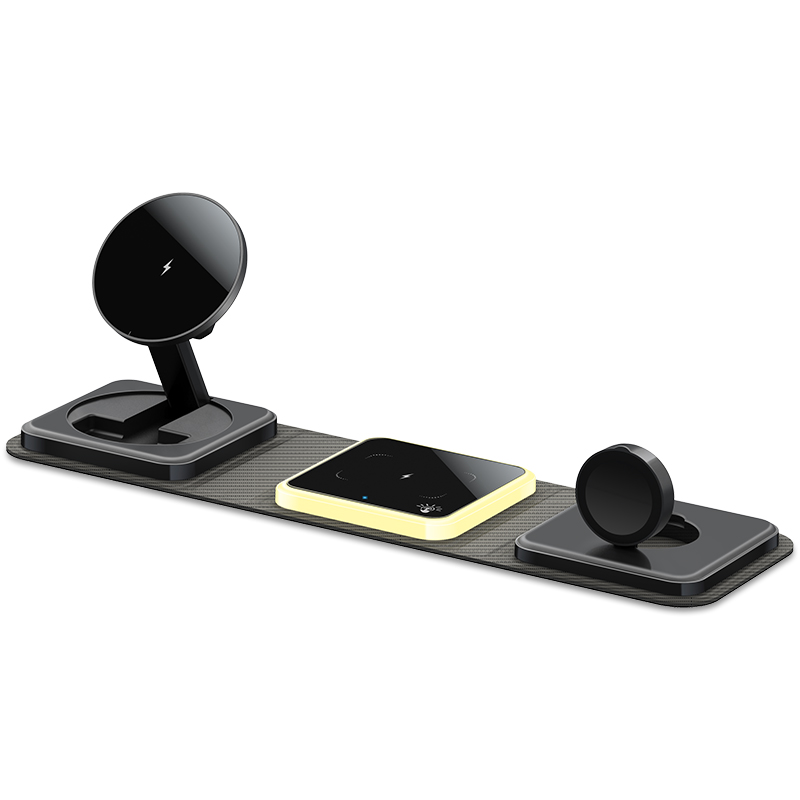 2024 new high quality wireless charger Magnetic Charging 15W 3 In 1 Foldable Wireless Charger With Light multifunction