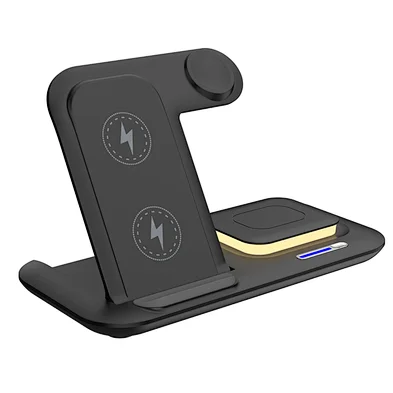 Two Sides Watch Charging Qi Fast Charge 15W 3 In 1 Wireless Charger With Turned Over Design