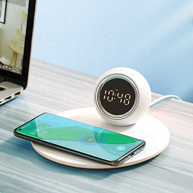 JEDI 2023 Best Seller 15W Led Adjustable Table Lamp Wireless Charger With Alarm Clock Phone Charging