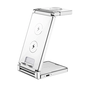 JEDI 2023 Multifunctional Dual Coil 3in1 15W Folding Charging Stand Magnetic Foldable Portable Wireless Phone Charger