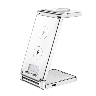 JEDI 2023 Multifunctional Dual Coil 3in1 15W Folding Charging Stand Magnetic Foldable Portable Wireless Phone Charger