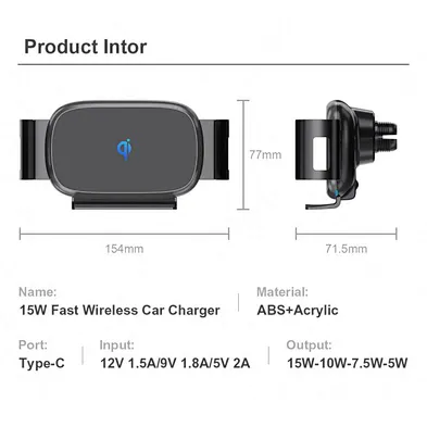 Kc Certified Automatic Rotation 15W Fast Charging Wireless Car Charger Car Mount For phone Z Fold 3 Z Flip 3
