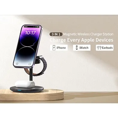 2024 multifunction wireless charger For phone15W Fast Charge 3 In 1 Charger Wireless Stand wireless charger