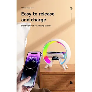 2024 HOT SALE Clock Speaker And Led Night Alarm 5 In 1 Wireless Charger With Light