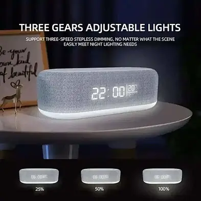 Alarm Clock 5 In 1 With  Speaker Temperature  Wireless Charger  intelligent protection automatically cut off when ful