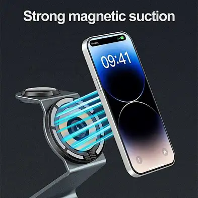 Transparent 3-In-1 Watch Qi For phone Stand 3 In 1 Wireless Charger