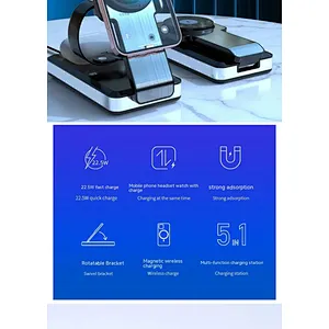 2024 new five-in-one mobile phone smart watch  headset wireless charger magnetic three-in-one wireless charger