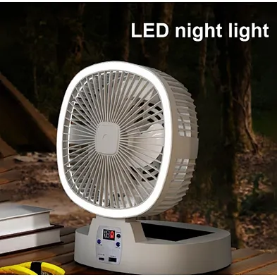 2024 new Portable Desk Mini Square Usb Powered Folding Ch Solar Camping Light Fan And Powerbank