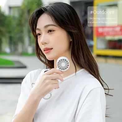 2024 Mini Portable Fan Air Conditioner 2000mAh Battery Wireless Rechargeable Cold Compress Handheld Fan