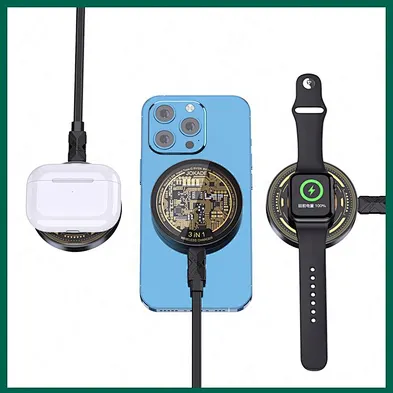 2024 high quality Magnetic 15W  Transparent Wireless Charger 3 In 1