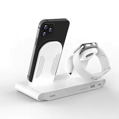 4 In 1 multifunction Desk Tidy Wireless Charger With Clock Digital Display.Wireless Charger Holder