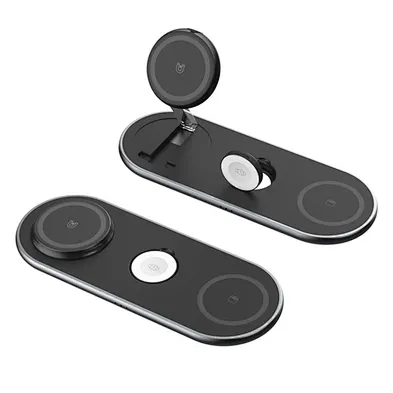 2024 Latest Design QI2 3 in 1 Foldable Magnetic Wireless Charger Stand for phonemultifunction fast charger