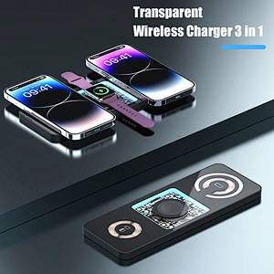 Trending Products 15W Fast Charging Dock Transparent 3 In 1 Wireless Charger With OEM Service H8