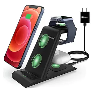 High Quality 18W 3 In 1 Wireless Charger Stand Dock Qi Fast Charging Station Wireless Charging Station