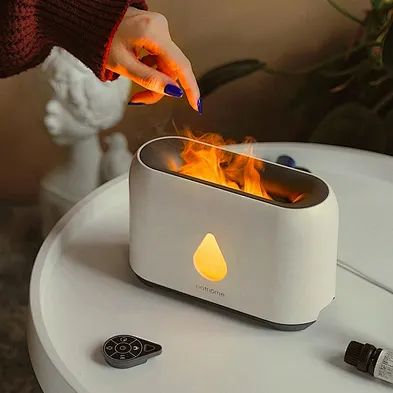 2024 Air Essential Oil Diffuser Aroma H46 Ultrasonic Cool Mist Maker 5V Home Room USB 3D Flame Humidifier