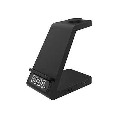 2024 multifunction 3 In 1 Wireless Charger Stand With Alarm Clock