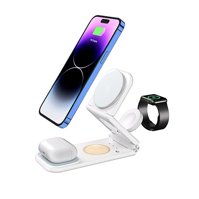 Foldable 3In1 Stand 15W Charging Pad Qi Fast Light Led Bedside Lamp  Wireless Charger