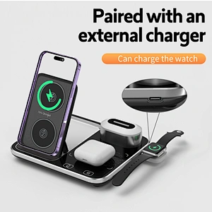 JEDI Desktop RGB Night Light Foldable R12 Wireless Charger 4 In 1 Wireless Charging Station With Electric Lifting