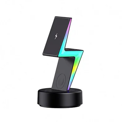 2024 hot sale unique design For phone Magnetic Wireless Charger Stand 3 In 1 Rgb wireless charger