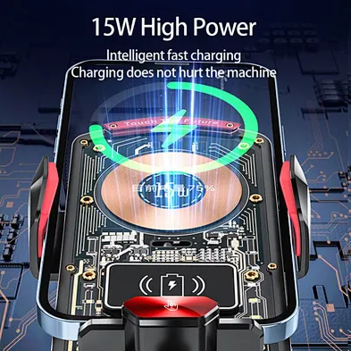 2024 A6 15W Transparent Intelligent Induction Wireless magnetic car Charger station smart sensor cell phone holder
