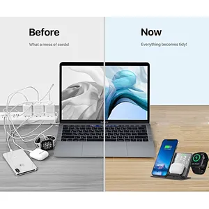 Innovative 15W 3 in 1  Wireless Charger Digital Clock LED Desktop Alarm Clock Wireless Charger With Temperature
