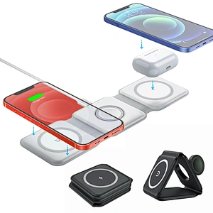 JEDI Desk Phone Charge Table Foldable Charing Dock 3in1 15W Folding Magnetic Wireless Charger Hot Sale 3 in 1 Mobile Phone OEM