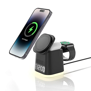 Wholesale Cube Shape Time Display 5 in 1 Magnetic Suction Wireless Charger With Led Light H57