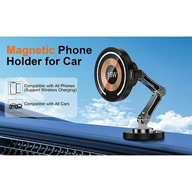 2024 hot sale Fast 15W For phone Complet Wireless Charger Folding Magnetic Car Phone Holder