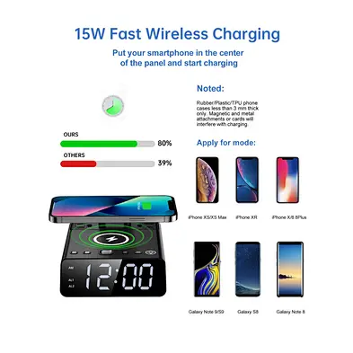 2024 multifunction Hot Sale Led Night Alarm Clock Desk Lamp - Table Light With Wireless Charger portable