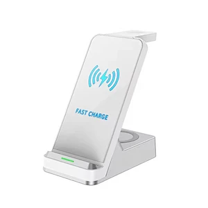 15W QI H15 3 in 1 Multifunctional Fast Charging Qi Table Standing Station 3IN1 Wireless Charger With LED Logo