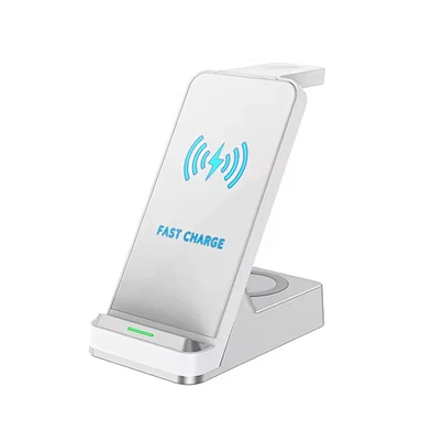 15W QI H15 3 in 1 Multifunctional Fast Charging Qi Table Standing Station 3IN1 Wireless Charger With LED Logo