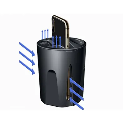 2022 hot selling product 10W car charger cup holder CA0010 7.5W mobile phone wireless charger with USB C-Port car charger cup