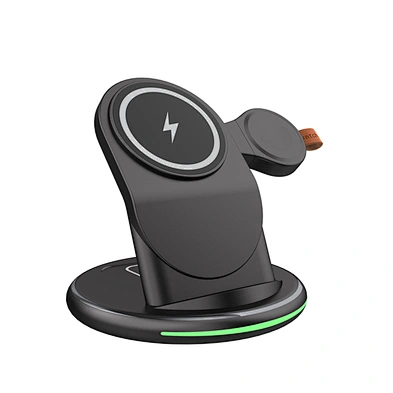 2024 NEW design 3 in 1 multifunction high quality Qi 15W Magnetic Dock Stand 3 In 1 Wireless Charger Station