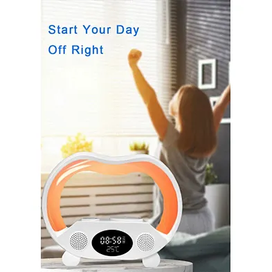 Lamp Wireless Charger Speaker Night RGB Alarm Clock LED Speaker Charger with Phone Wireless Charger Light and BT Speaker