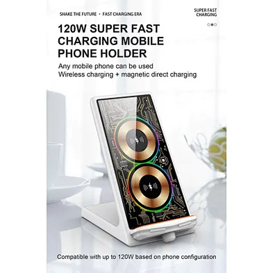 Mobile Phone 15W Fast Wireless Charging 3 In 1 Qi Stand Charger with night light