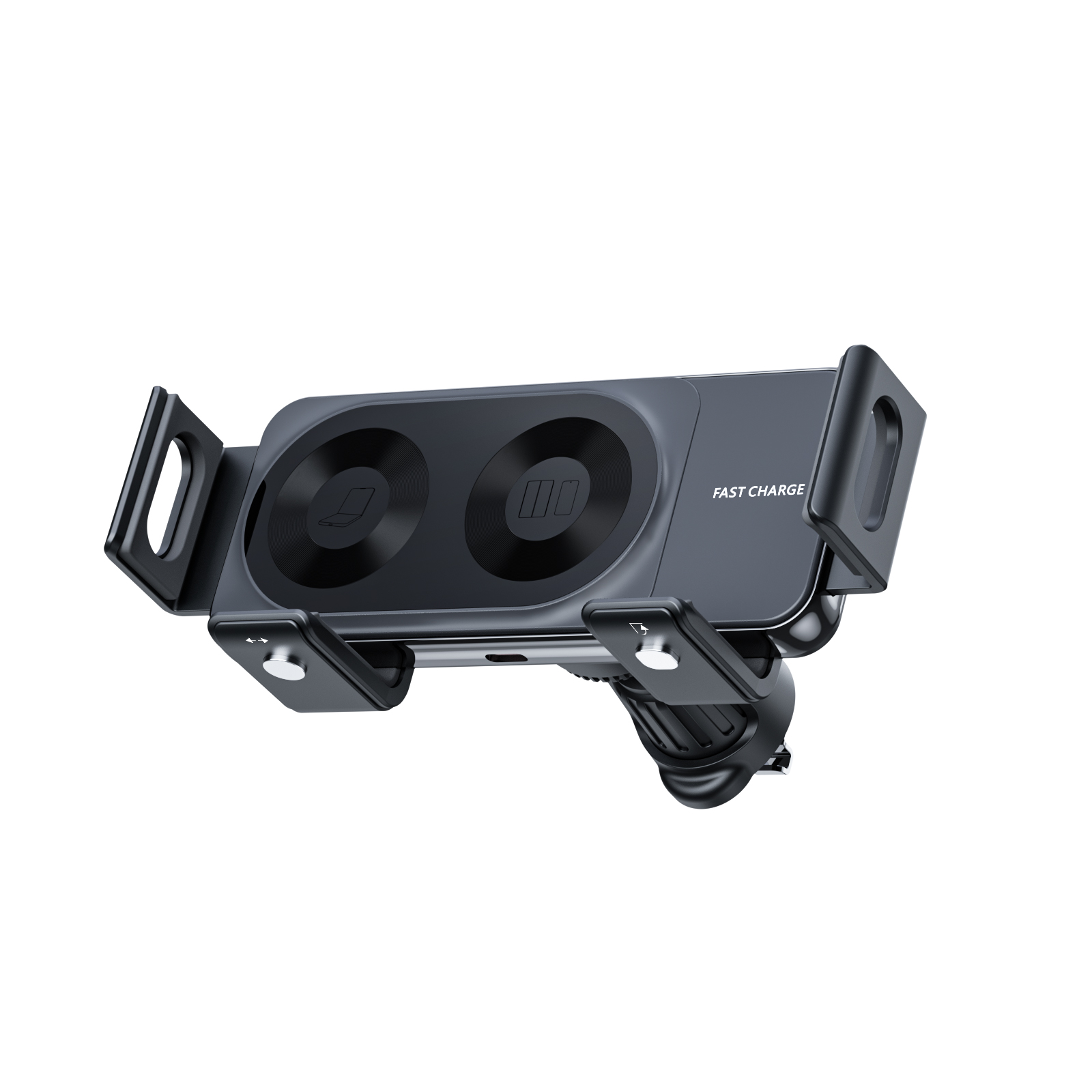 15W Fast Charging Dual Mount Qi Holder Custom Led Logo Foldable Phone Coil Abs Electroplated Coils  Car Wireless Charger