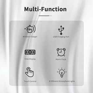 2022 Hot Sale Alarm Clock Wireless Charger Digital CO268 Ambient Light Wireless Charger 3 in 1 Custom Wireless Charger