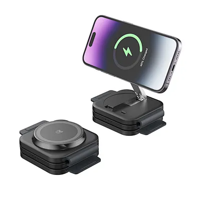 2024 hot sale  Wireless 15W Wireless Charger Foldable 3 In 1 Magnetic Fast Charger