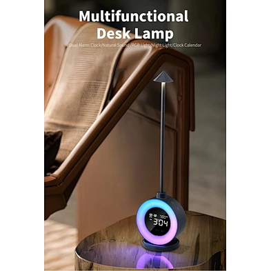 Table Lamp Dual Light Metal Smart Digital Desk Clocks For Home Wake Up Natural Sound Adjustment Night Portable Led Alarm Clockss