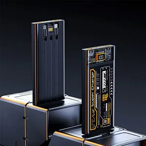 Pd20w fast charging 10000mah power bank transparent small portable mini mobile power supply pd20w charger with 3 cable