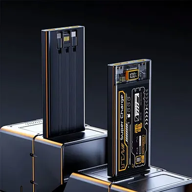 Pd20w fast charging 10000mah power bank transparent small portable mini mobile power supply pd20w charger with 3 cable