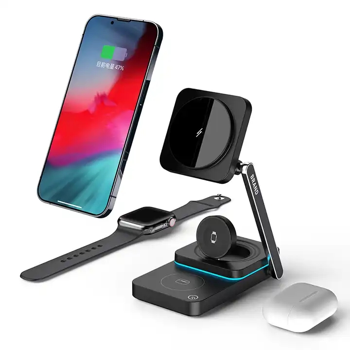 JEDI New Arrival 3in1 Foldable Magnetic Charge Station 15w Qi Three Fold Phone Wireless Charger Customized