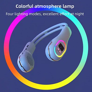 HOT SALE 2024 trending new product rgb multifunction neck fan portable  with led display