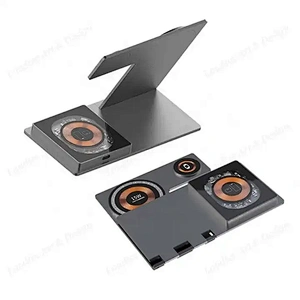 2024 Folding Charging Stand Station T29 Aluminum Alloy Magnetic 3 In 1 Wireless Charger With Dual 15W Output H216