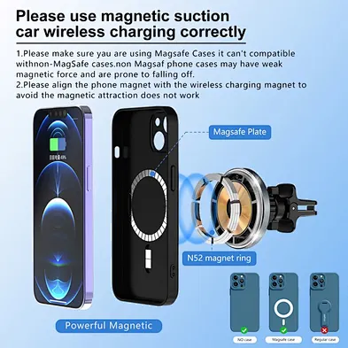 2024 new wireless charger Magnetic Qi Holder Magnetic 15W Wireless Fast Car Charger For Phone car wireless charger