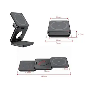 3 In 1 Metal Smart Watch Cell Phone Magnetic Foldable Wireless Charger