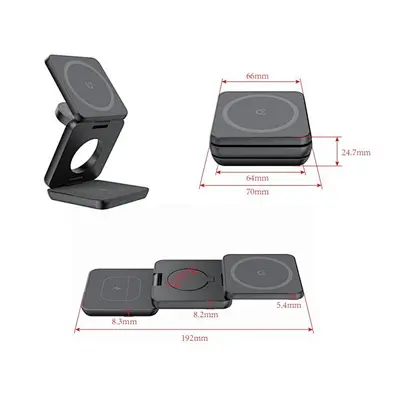 3 In 1 Metal Smart Watch Cell Phone Magnetic Foldable Wireless Charger